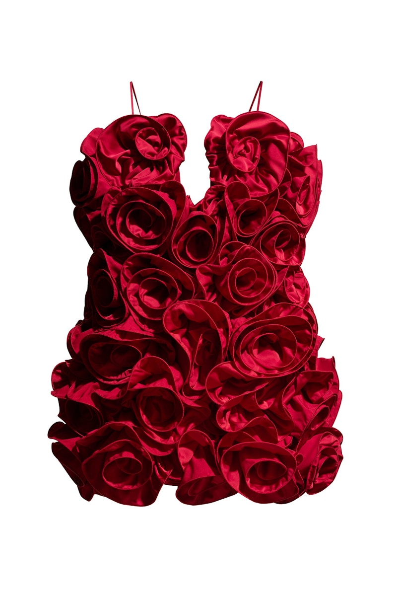 Abito in raso arricciato H&M x Magda Butrym rosso