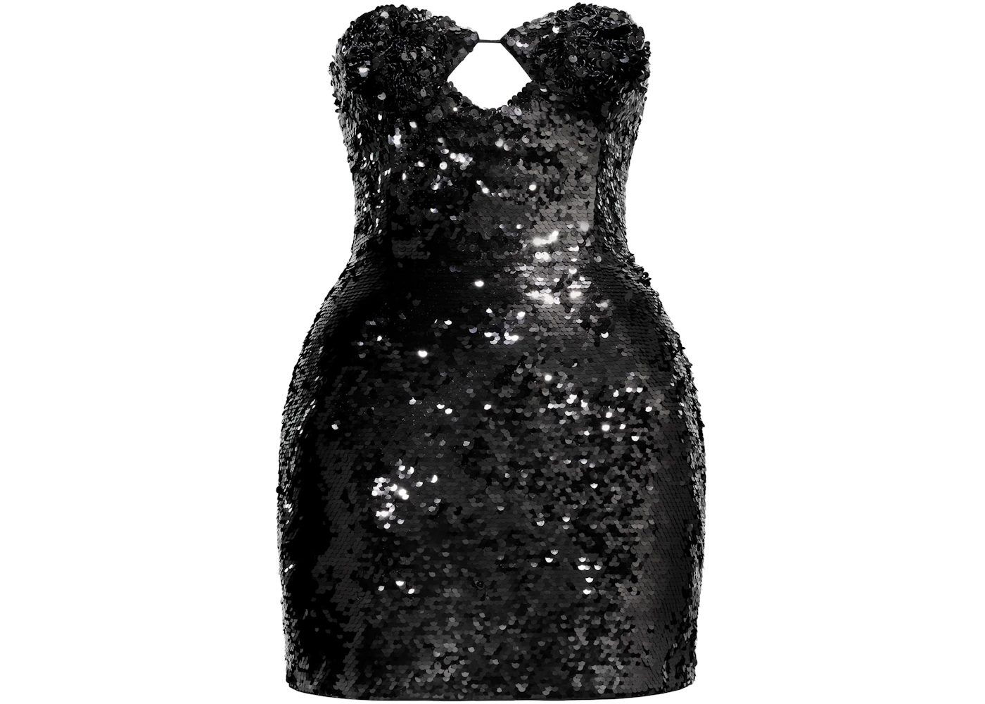H&M x Magda Butrym Sequined Hourglass Dress with Rose Applique Black - SS25 - US H&M x Magda Butrym Sequined Hourglass Dress with Rose Applique Black - SS25 - US
