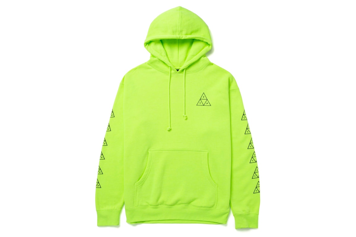 Pre-owned Huf X Ftp Triple Triangle Pullover Hoodie Safety Yellow