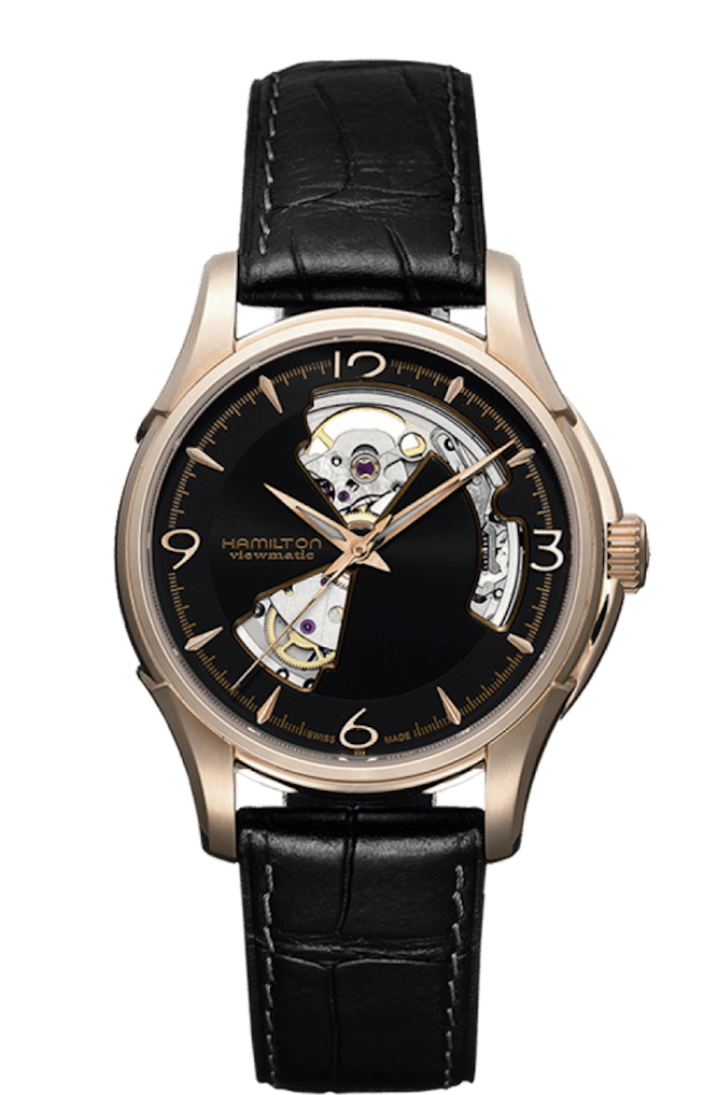 Montre Hamilton Jazzmaster Open Heart Automatique - Bracelet Cuir, Référence H32565735, Occasion