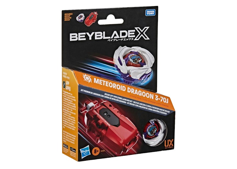 Hasbro Beyblade X Meteoroid Dragoon 3-70J Deluxe Set mit Links-Spin-Saitenwerfer