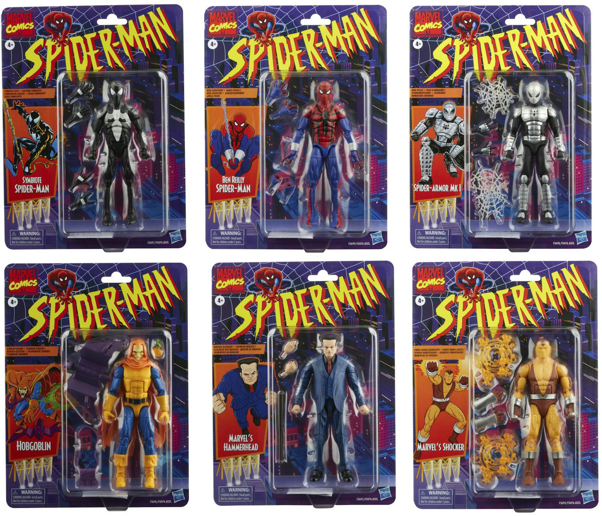 6X Figures Spider-Man Marvel Legends Retro Collection Wave Set