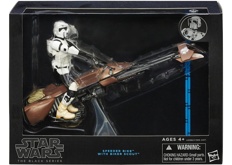 star wars black series speeder bike with biker scout