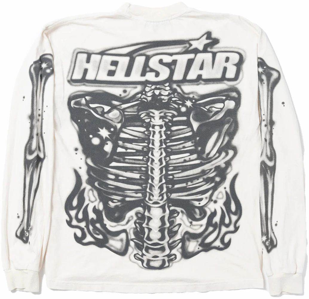 Hellstar Airbrushed Bones Longsleeve White Men's - FW23 - US