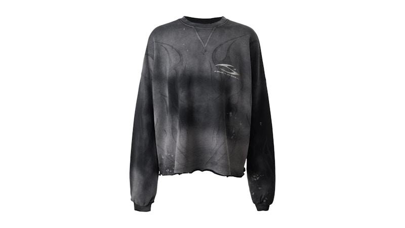 Hellstar Burned Tribal Oversize Crewneck Grey Men's - SS25 - US Hellstar Burned Tribal Oversize Crewneck Grey Men's - SS25 - US