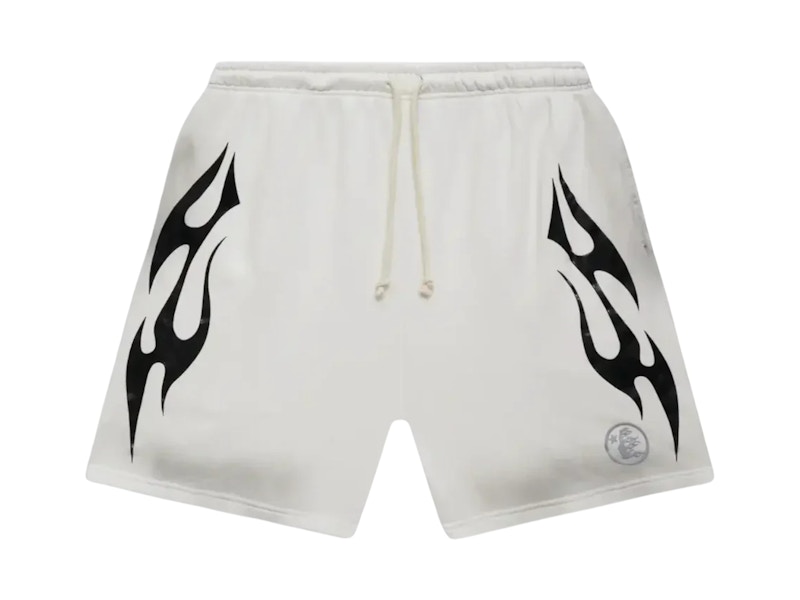 Pre-owned Hellstar Men's  Flame Short In White/black In Multi