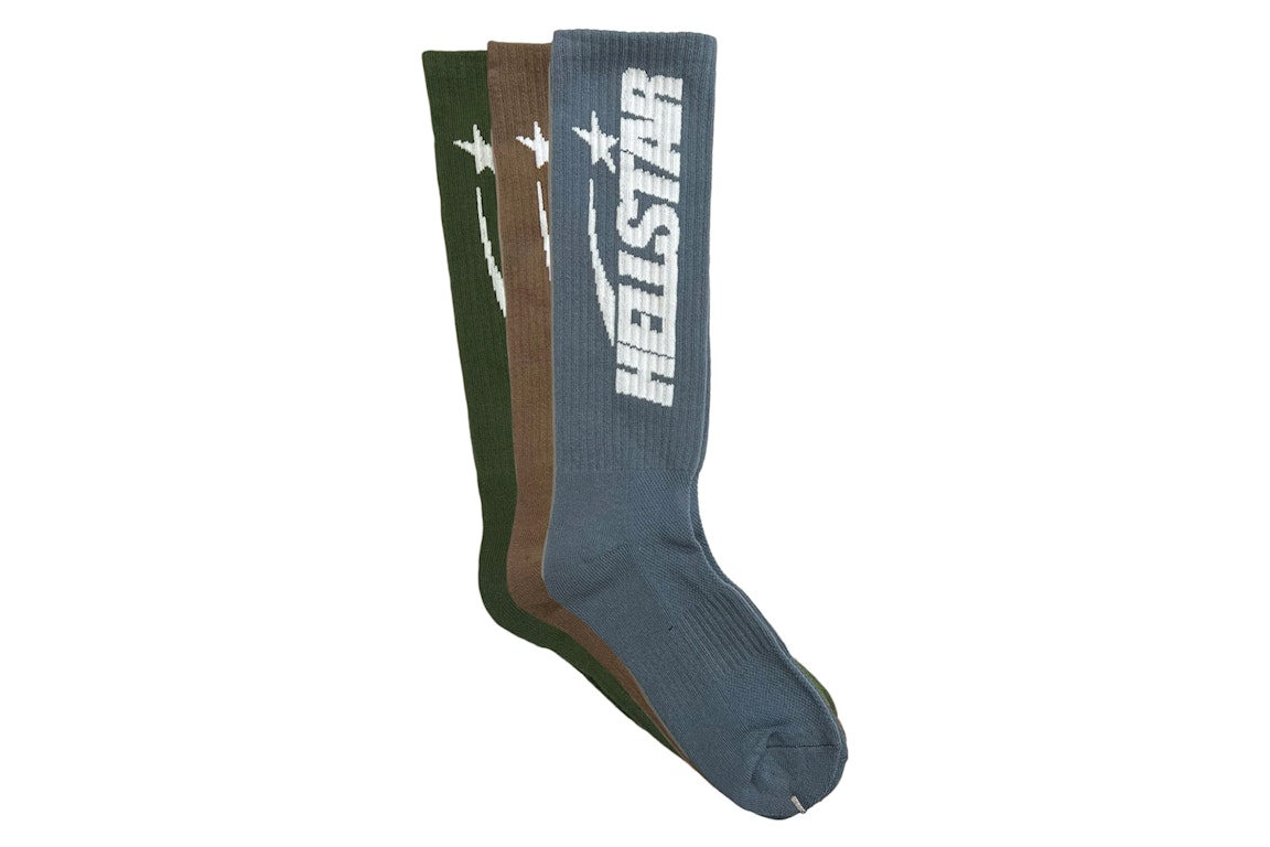 Pre-owned Hellstar Logo Socks (3 Pack) Earth Tone