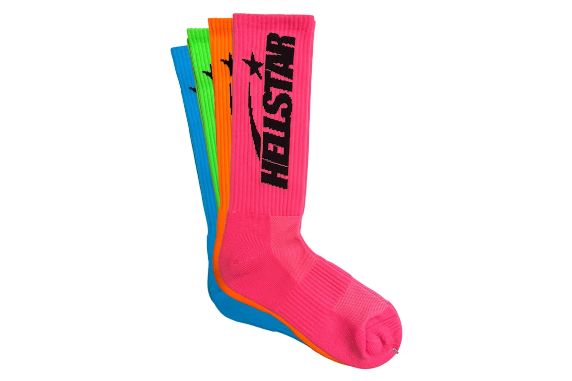 Pre-owned Hellstar Logo Socks (4 Pack) Neon