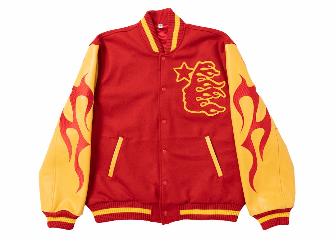 Pre-owned Hellstar Records Werewolf Letterman Jacket Red/yellow