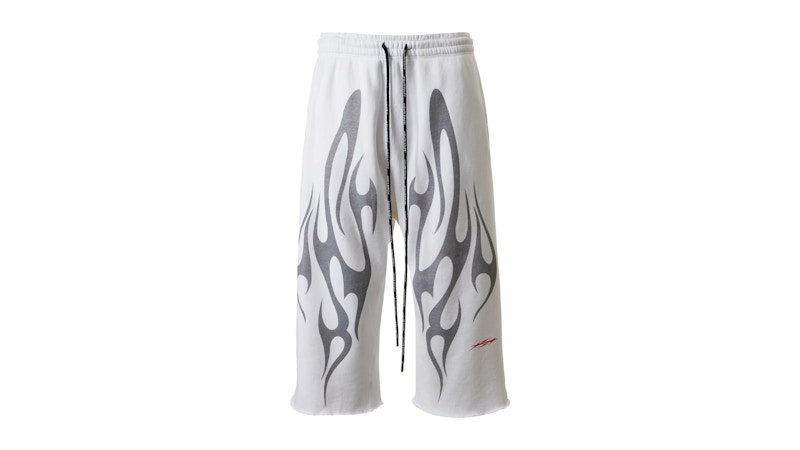 Hellstar Tribal Flame 3/4 Shorts White Men's - SS26 - US