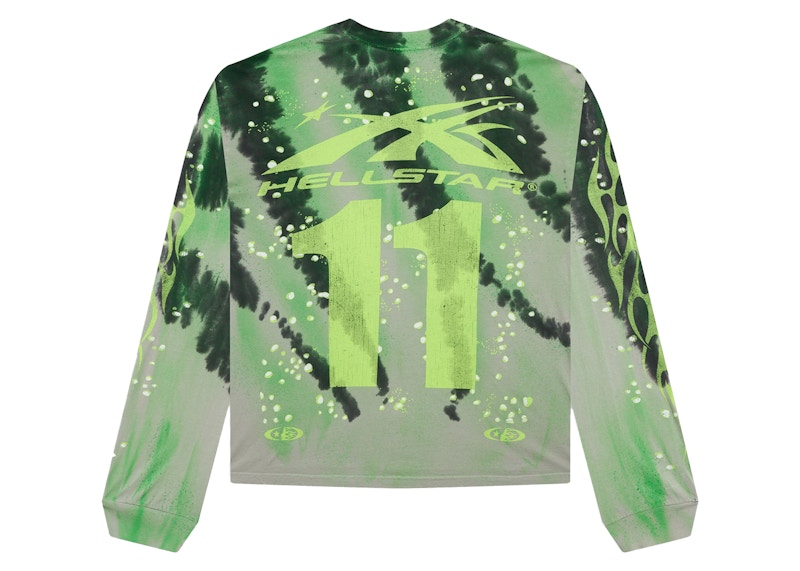 Hellstar Tye-Dye Moto Longsleeve Green Men's - FW24 - US