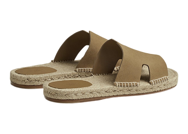 Hermes Antigua Espadrille Beige Gobi Suede Goatskin Men's H211871Z US