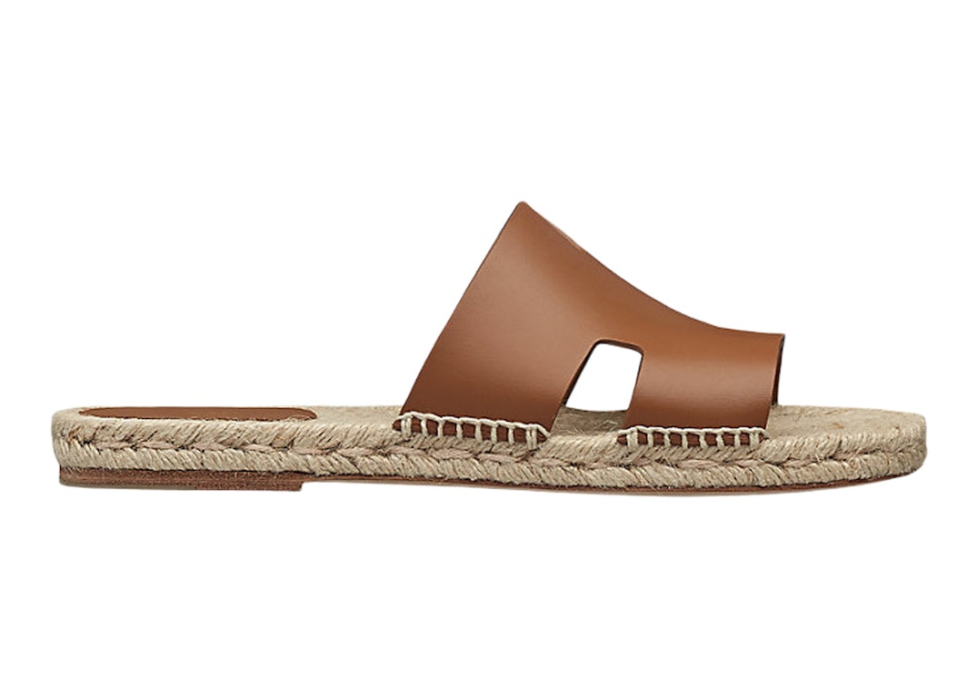Pre-owned Hermes Antigua Espadrille Natural Safari Calfskin Leather In Natural Safari/natural