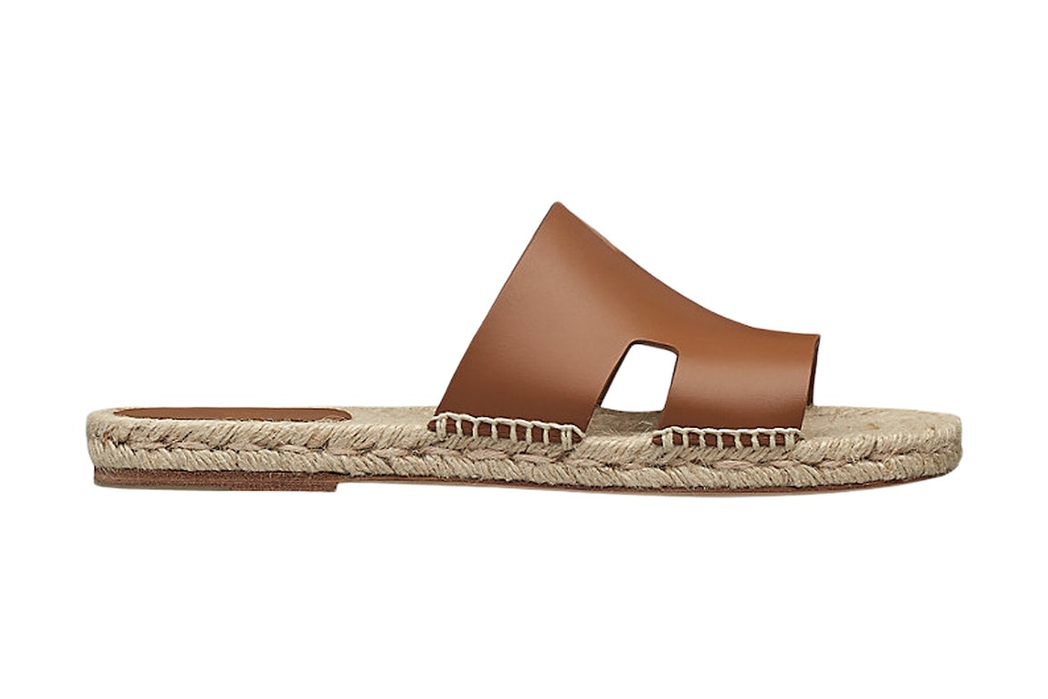 Pre-owned Hermes Antigua Espadrille Natural Safari Calfskin Leather In Natural Safari/natural