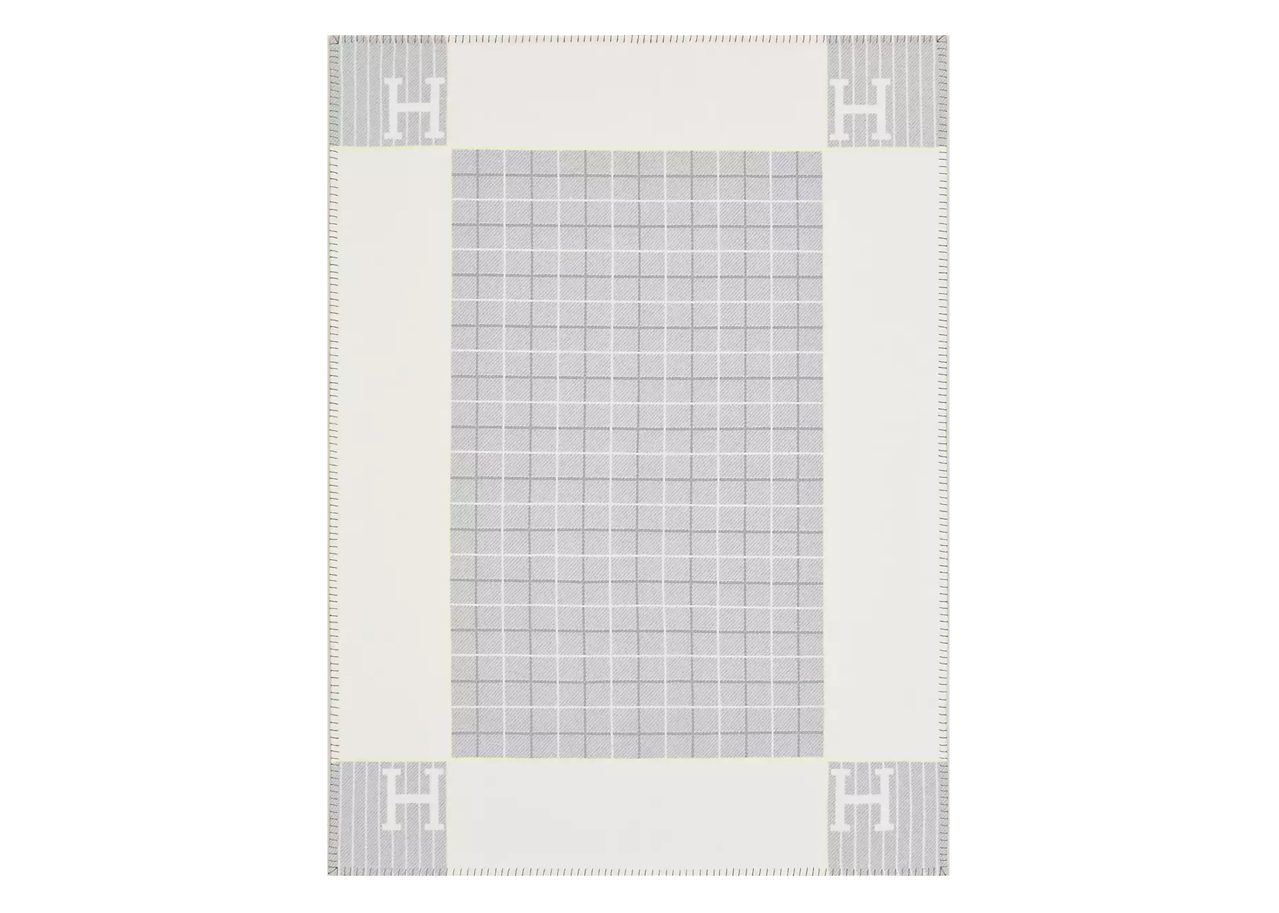Hermes Avalon Cabriole Blanket Gris Perle in Jacquard Wool