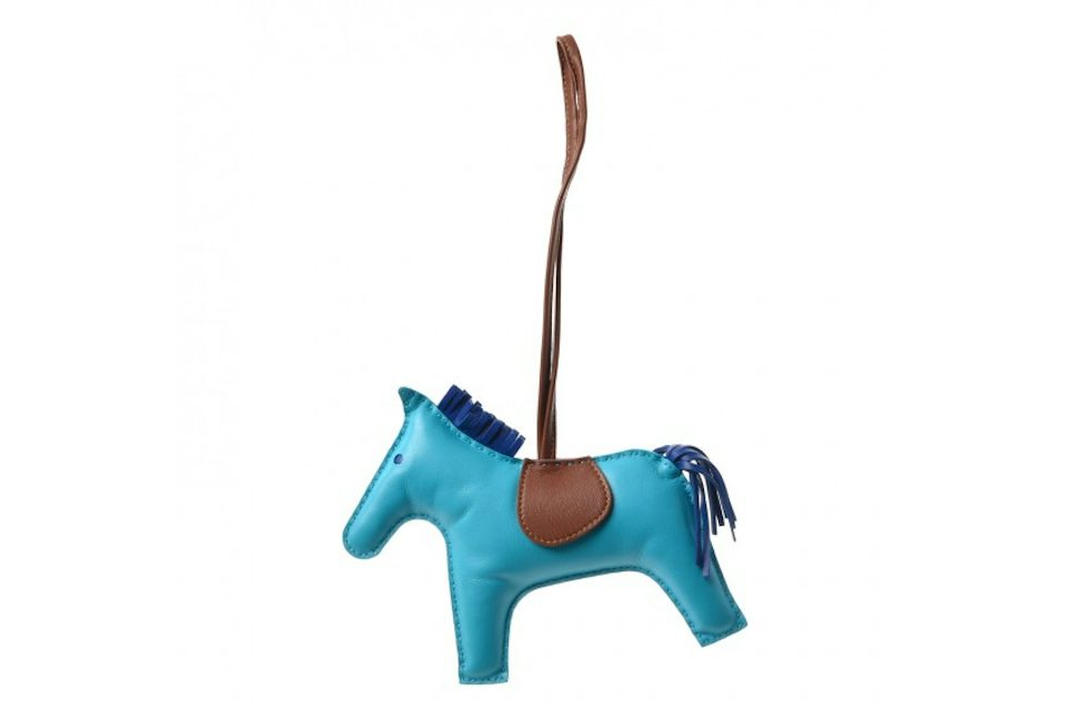 Hermès Hermes Blue Leather Horse Rodeo PM Bag Charm Accessory ref