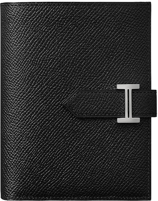 Hermes Black Compact Bearn Wallet Black Epsom Palladium For Sale