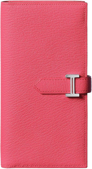 Hermes Bearn Wallet Rose Lipstick in Calfskin Leather with Palladium-tone -  US