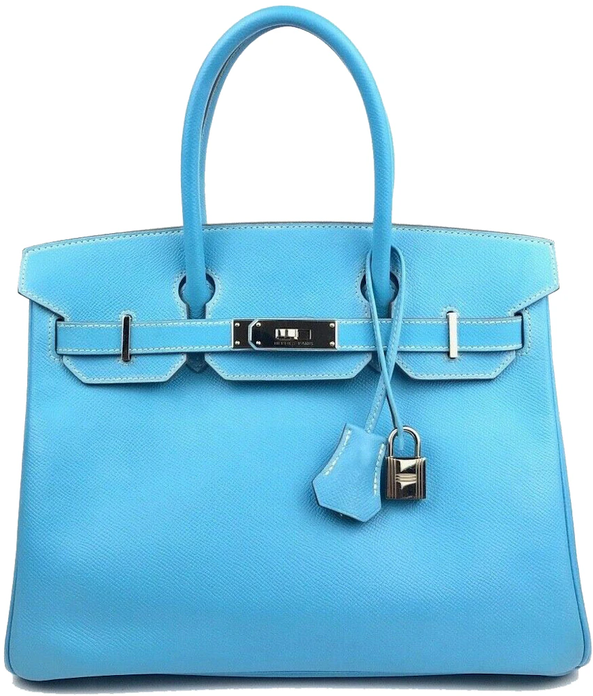 Hermes Birkin 30 in Bleu Paon Epsom Leather with Gold Hardware Blue