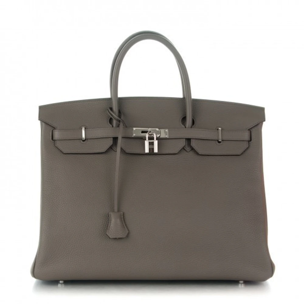 Hermès Birkin Bag 40 Etain Taurillon Clemence GHW