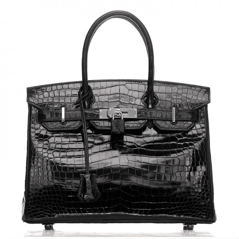 birkin 30 black noir crocodile porosus satchel