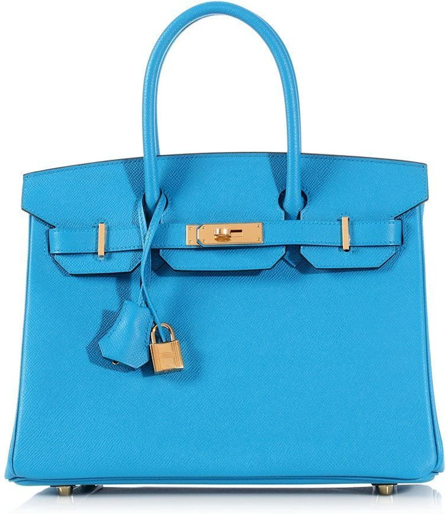 Hermes Kelly Handbag Bleu Zanzibar Epsom with Gold Hardware 32 at