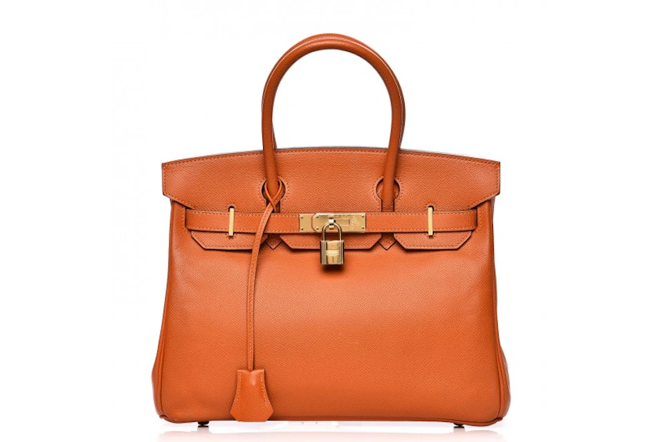 Hermes Birkin Epsom 30 Orange In Calfskin Leather With Gold Tone Hermes Birkin Epsom 30 Orange In Calfskin Leather With Gold Tone