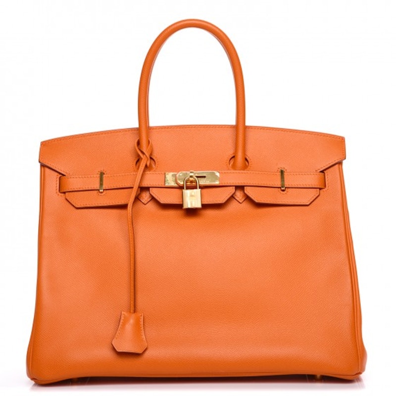 Hermes Birkin Epsom Gold 35 Orange in Epsom with Gold US