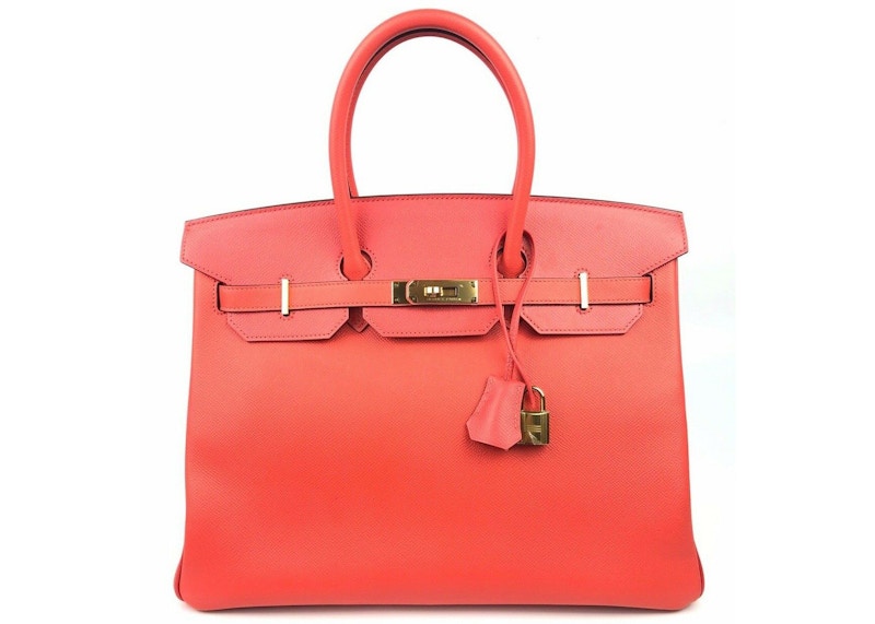 Hermes Birkin Epsom Gold tone 35 Rose Jaipur in Epsom Leather