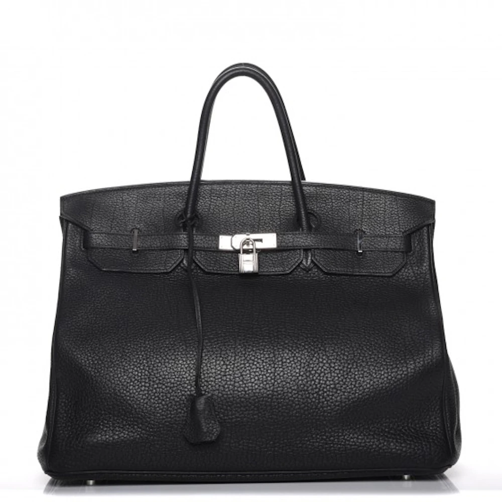 Hermes Kelly Handbag Noir Fjord With Gold Hardware 35 Black Auction