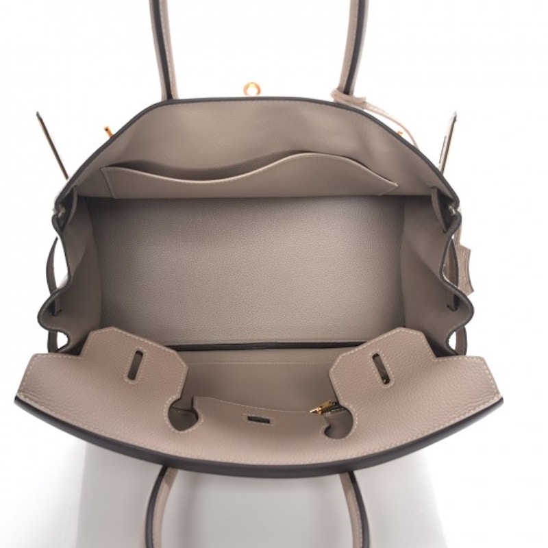 Hermes Birkin Togo Gold Plated 30 Gris Tourterelle