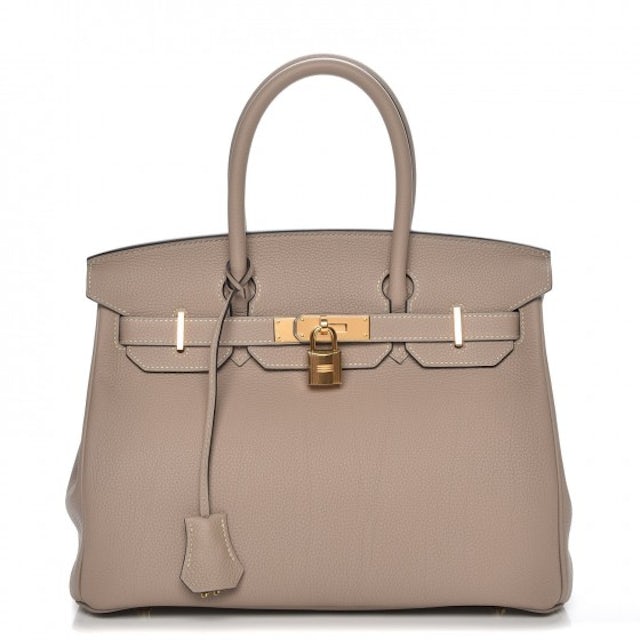 Hermes Birkin Togo Gold Plated 30 Gris Tourterelle in Togo Leather with Gold-tone  - US