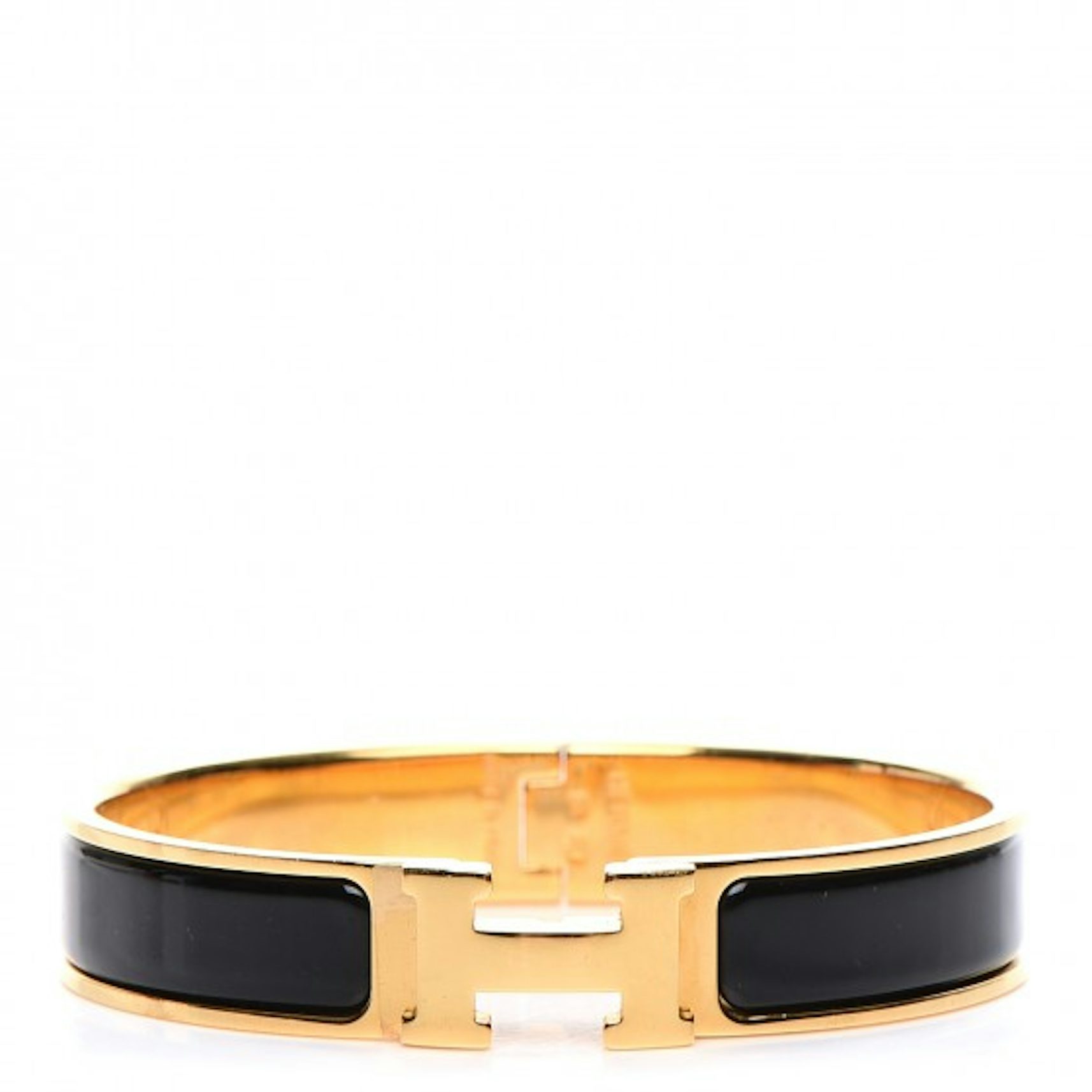 Hermes Bracelet Narrow Clic Clac H Enamel GM Black in Gold-Tone Metal with  Gold-Tone - GB