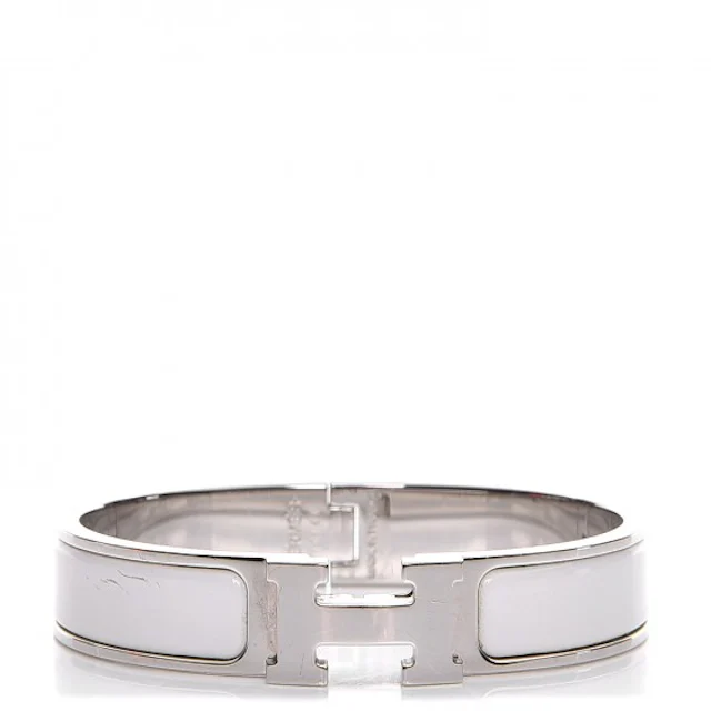 Hermes Bracelet Narrow Clic Clac H Enamel PM White in Metal with  Silver-Tone - US