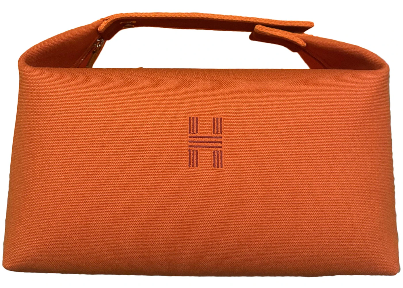 Hermes Case Bride-a-Brac Large Orange Feu in Cotton with Silver