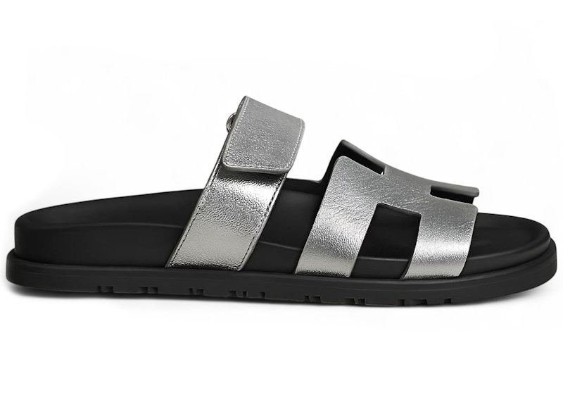 Hermes Chypre Sandal Gris Argenté Goatskin Metallic Finish