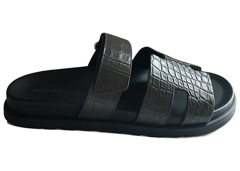 Hermes Chypre Sandal Matte Graphite Alligator