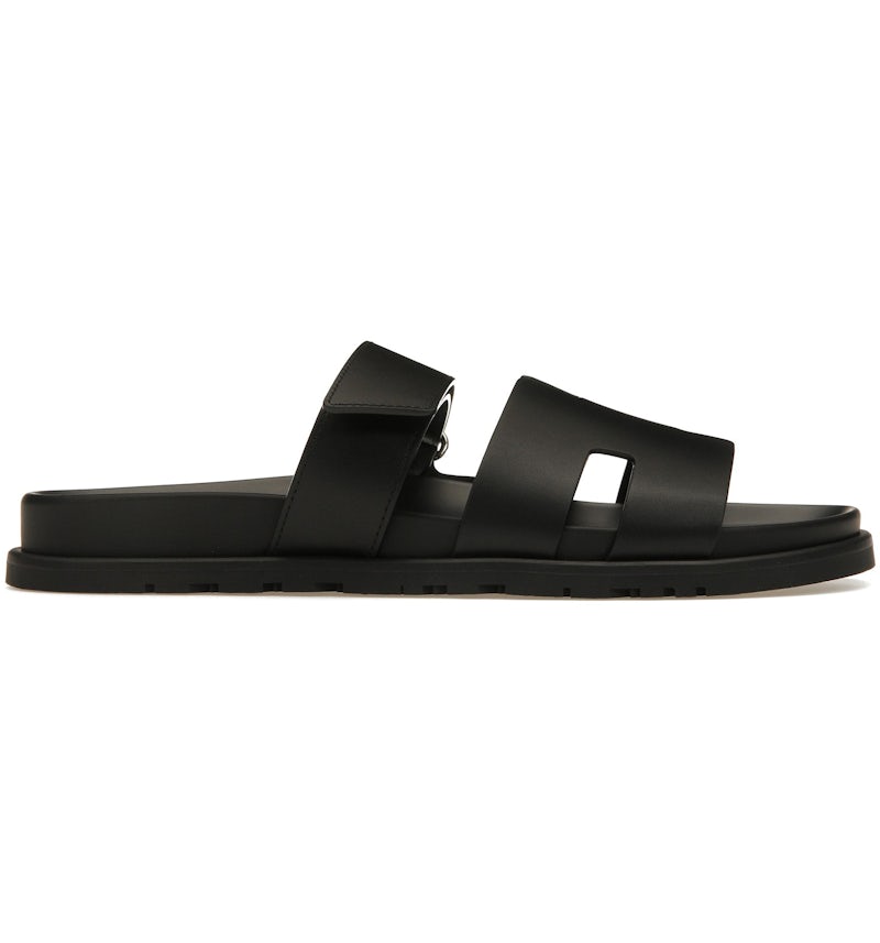 Hermes Chypre Sandal Noir Calfskin Leather (M) Men's H211865Z