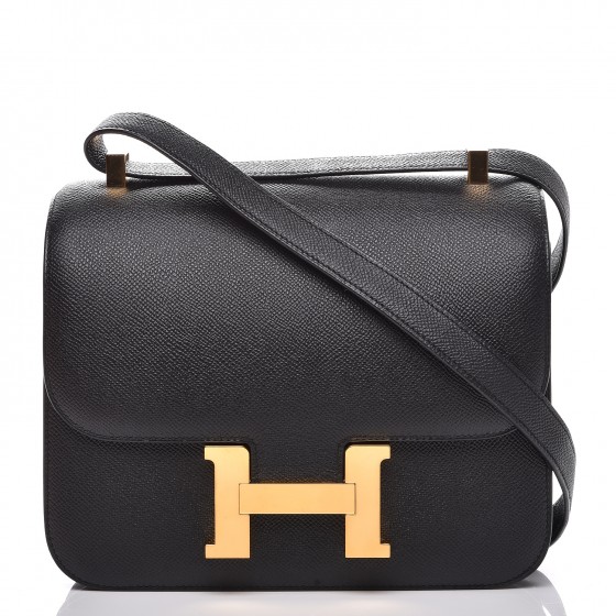 Hermes Constance Epsom 24 Noir in Epsom Leather with Gold-tone