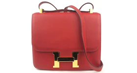 Hermes Constance Leather Gold-tone 24 Red Rouge