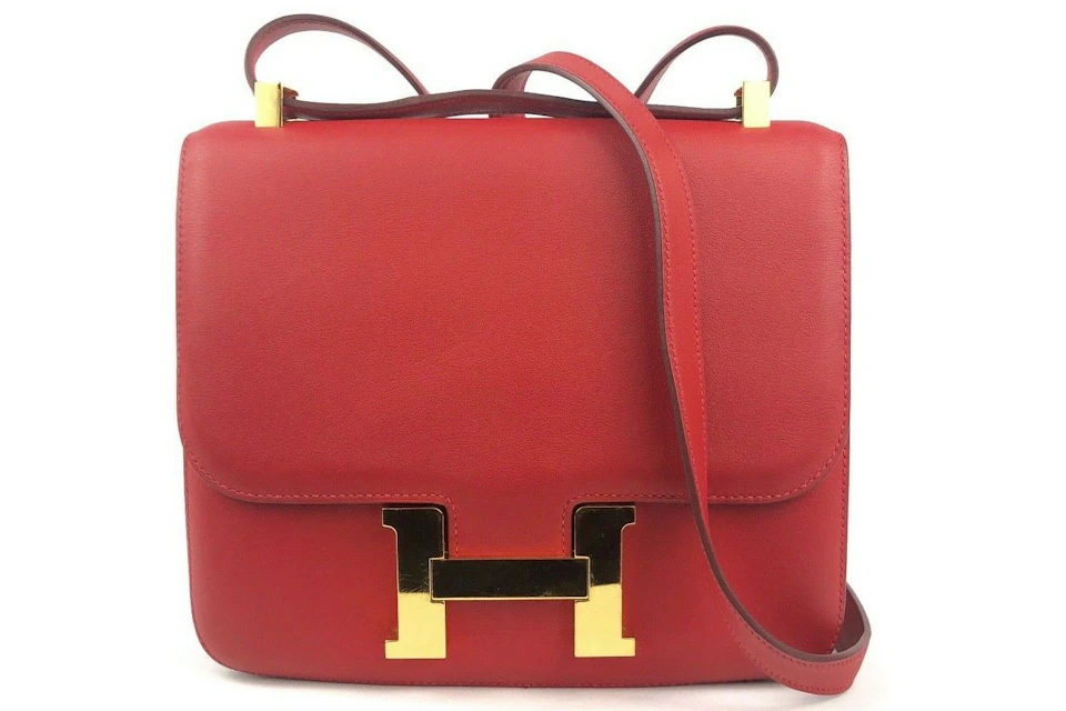 Hermes Constance Leather Gold-tone 24 Red Rouge