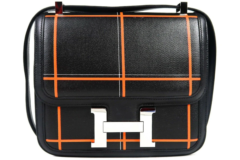 Hermes Constance Shoulder Bag 24 Black/Orange