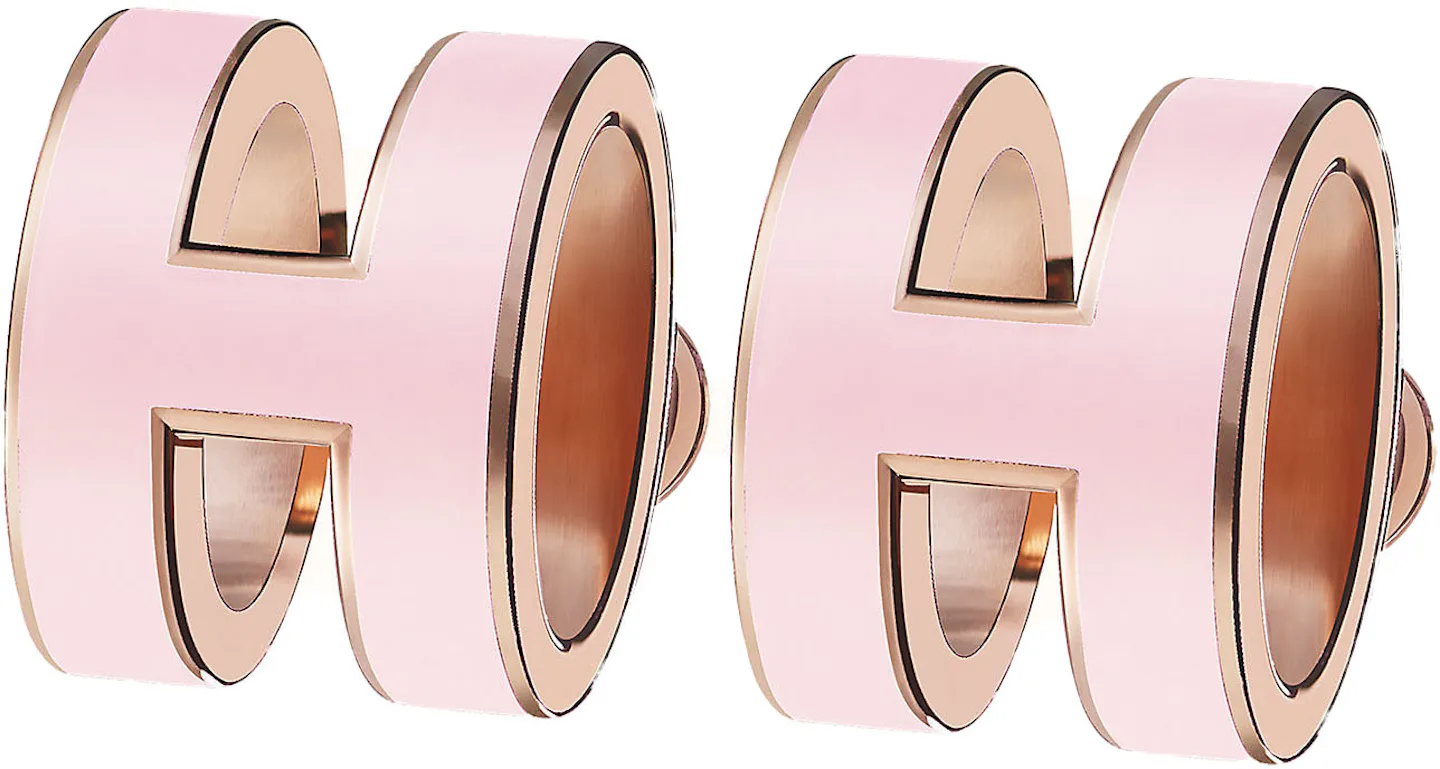 Hermes Earrings Pop H Dragee in Lacquer/Metal with Rose Gold Plated - IT