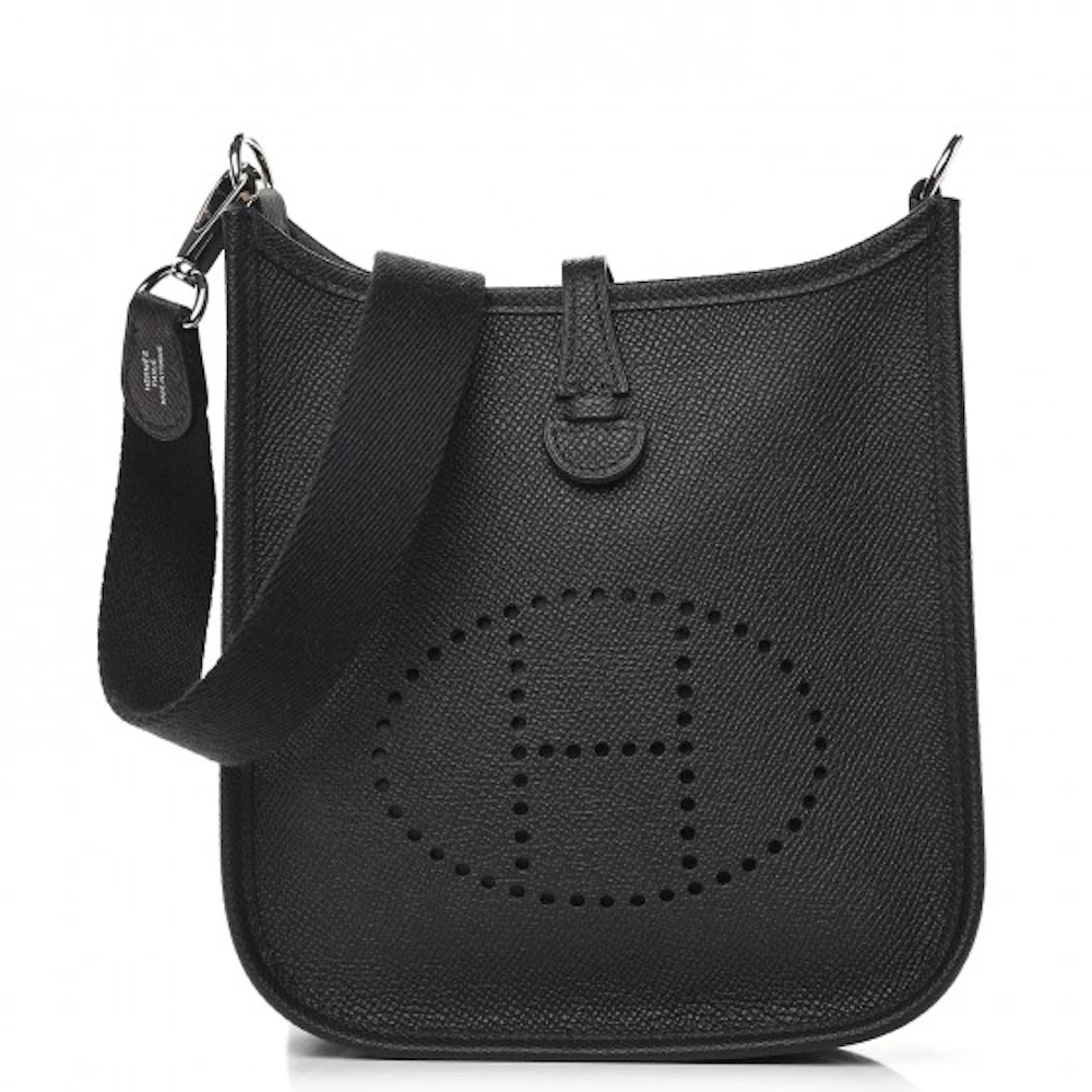 Hermes Epsom Leather Evelyne III MM Messenger Bag Black