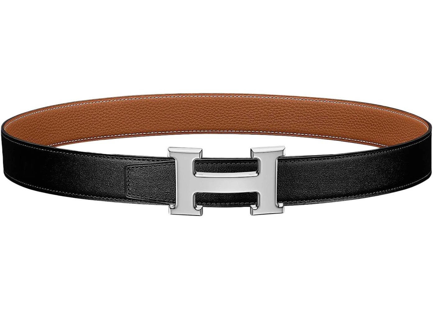 Hermes H Belt Buckle & Reversible Leather Strap 32mm Noir/Gold in Calfskin  Leather with Palladium-tone - DE