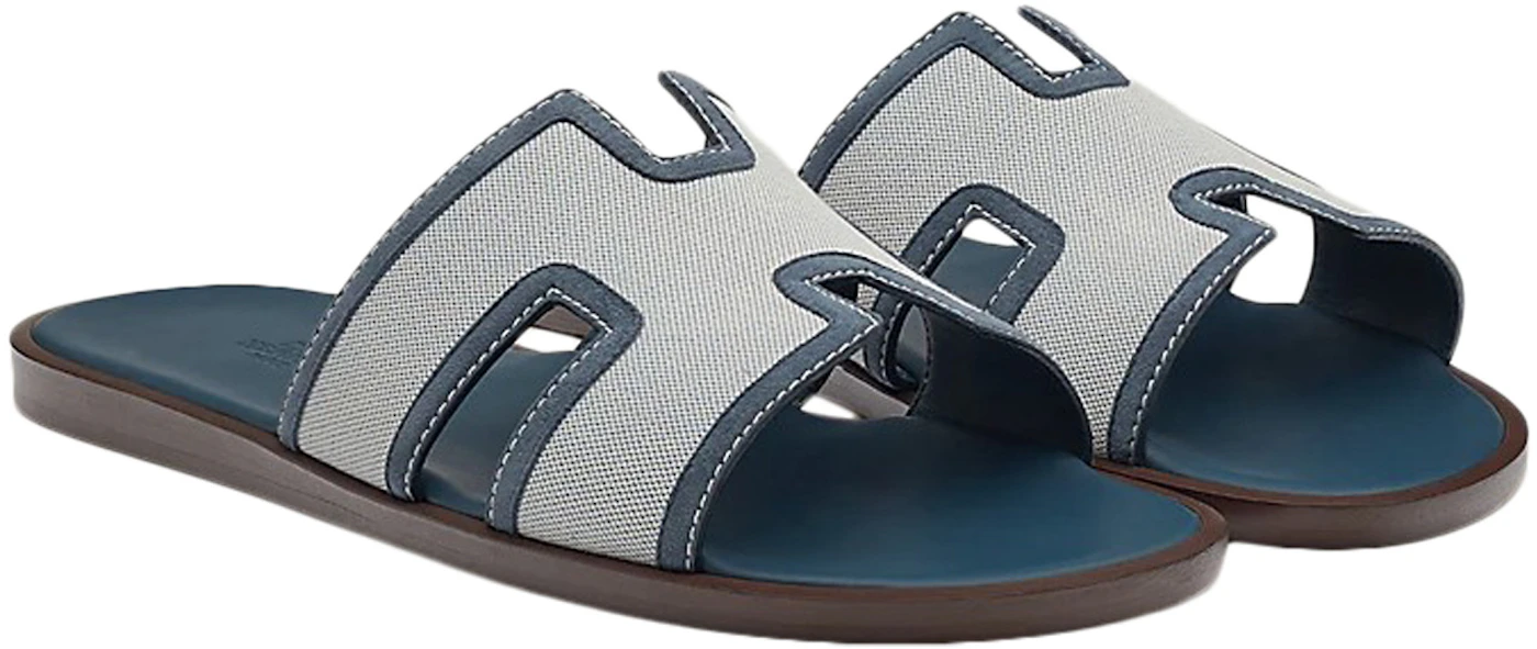 Hermès Izmir Ostrich Slides - Blue Sandals, Shoes - HER296966