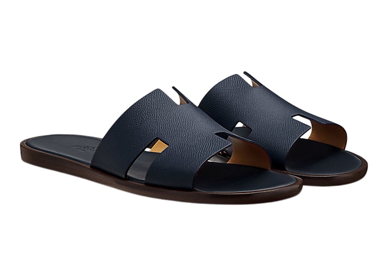 Hermes Izmir Sandal Marine Brown Epsom Leather Men's - H152415Z - US