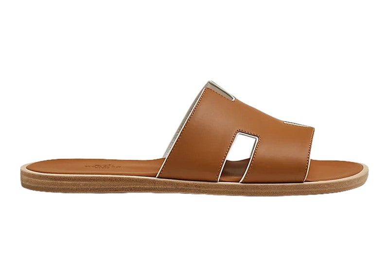 Hermes Izmir Sandal Naturel Blanc Calfskin Leather Men's