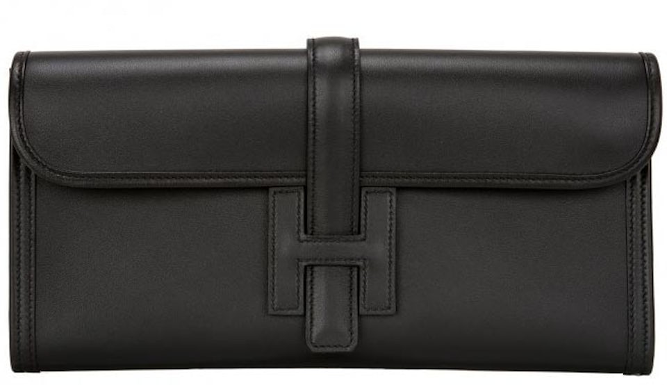 Hermes Black Leather Elan Jige 29 Clutch Bag