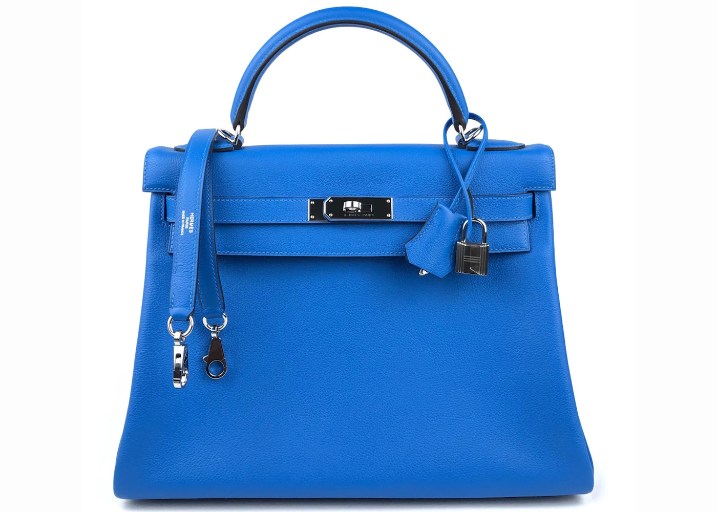 Hermes Kelly Evercolor Palladium 32 Bleu Hydra in Evercolor with